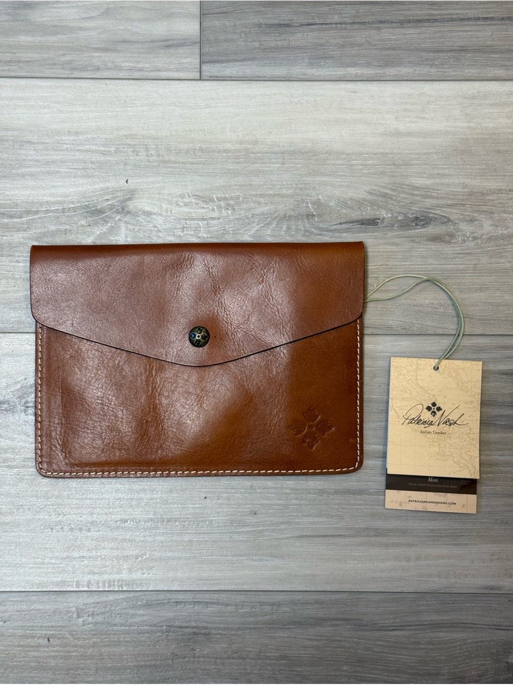 Patricia Nash Cognac Brown Leather Envelope Wallet